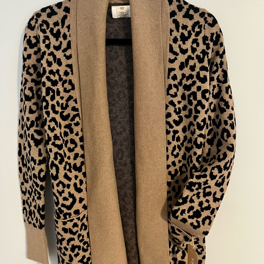 Leopard Print Tan Cardigan